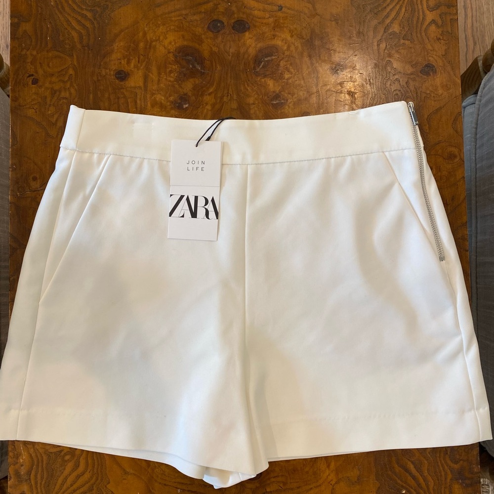 ZARA High Rise White Short